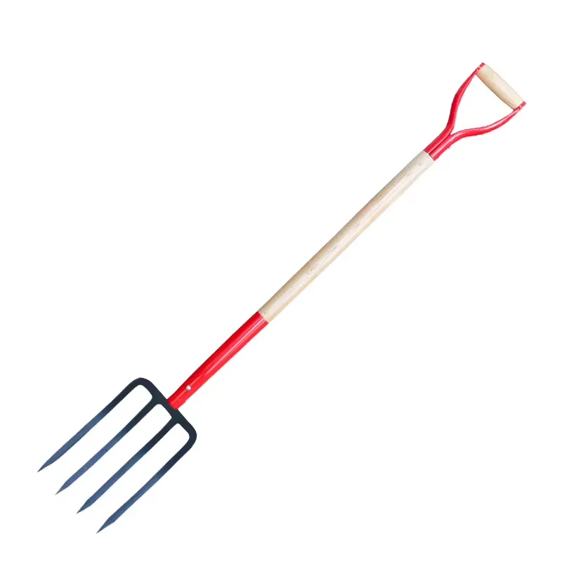 Spade Digging Fork - ส้อมเหล็กสี่ซี่สำหรับเกษตรกรรม ใช้คลายดิน ขุดดิน ด้ามจับไม้ ใช้ในครัวเรือน สำหรับหั่นหัวหอม