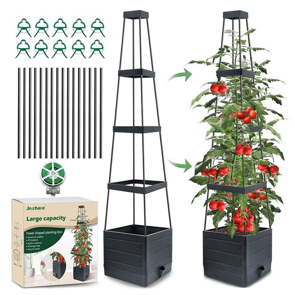 Self-Watering Planter - กระบะปลูกผักยกพื้นพร้อมโครงตาข่ายสำหรับปลูกมะเขือเทศ กระบะปลูกแบบรดน้ำเองได้สำหรับพืชเลื้อย